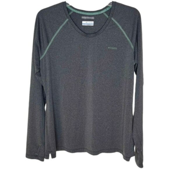 Columbia PFG Tamiami Heather Knit Long-Sleeve Shirt - Gray/Turquoise - M - Picture 1 of 9